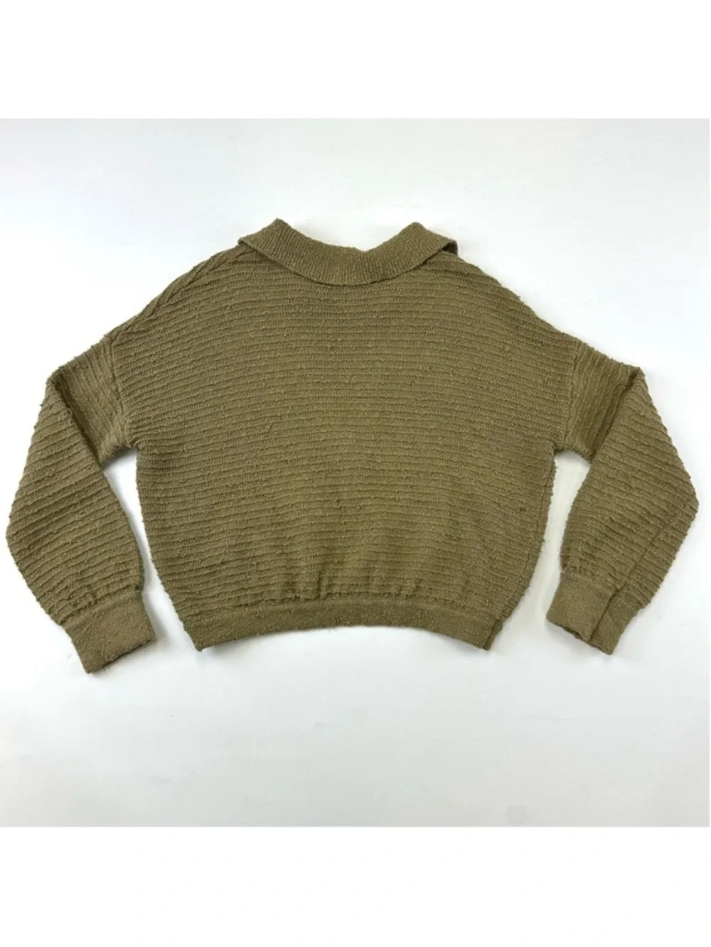 Free People Beach Olive collared Oversized knit top XS Casual All Season Boho